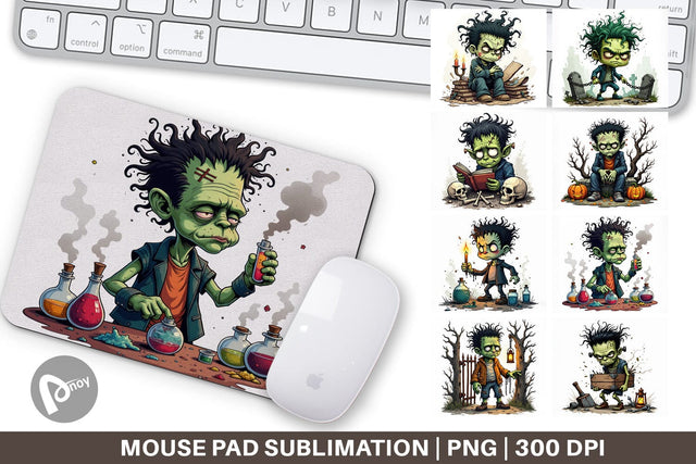 Mouse Pad Grumpy Frankenstein Sublimation artnoy 