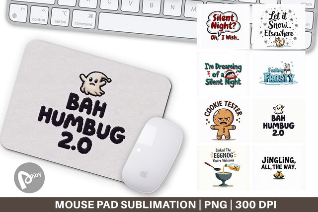 Mouse Pad Grumpy Greetings A Bah Humbug Quote Sublimation artnoy 