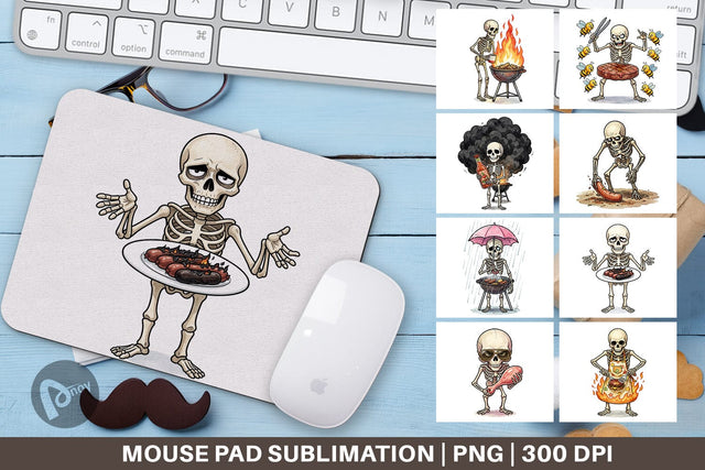 Mouse Pad Grumpy Grill Dad Bone Watercolor Sublimation artnoy 