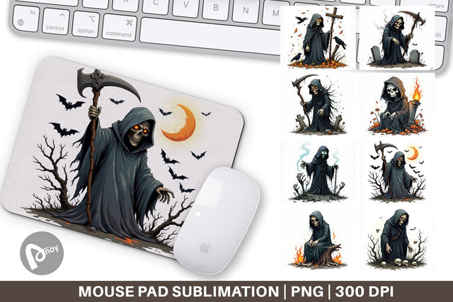 Mouse Pad Grumpy Grim Reaper Sublimation artnoy 