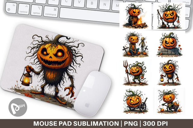 Mouse Pad Grumpy Jack o Lantern Sublimation artnoy 