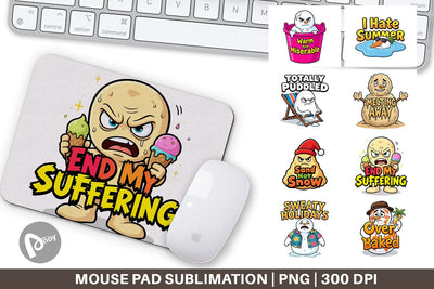 Mouse Pad Grumpy Melting Snowman Sarcastic Quotes Sublimation artnoy 
