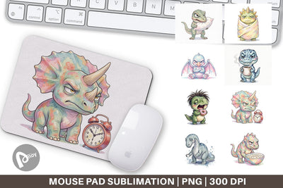 Mouse Pad Grumpy Monday Dino Sublimation artnoy 