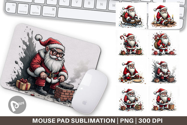 Mouse Pad Grumpy Santa Sublimation artnoy 
