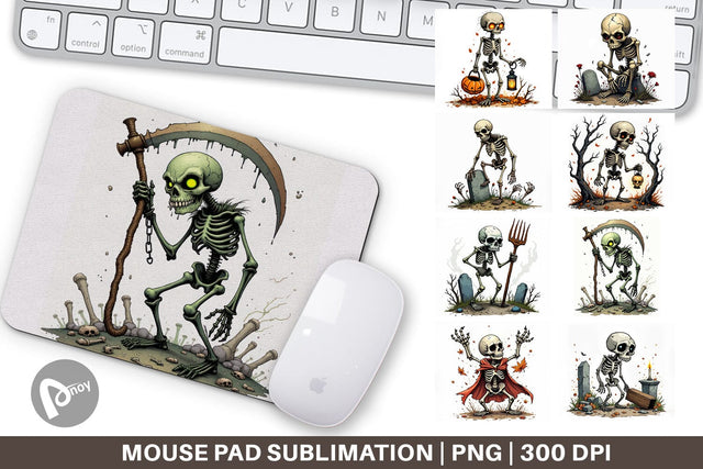 Mouse Pad Grumpy Skeleton Sublimation artnoy 