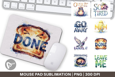 Mouse Pad Grumpy Sleepy Affirmations Sublimation artnoy 