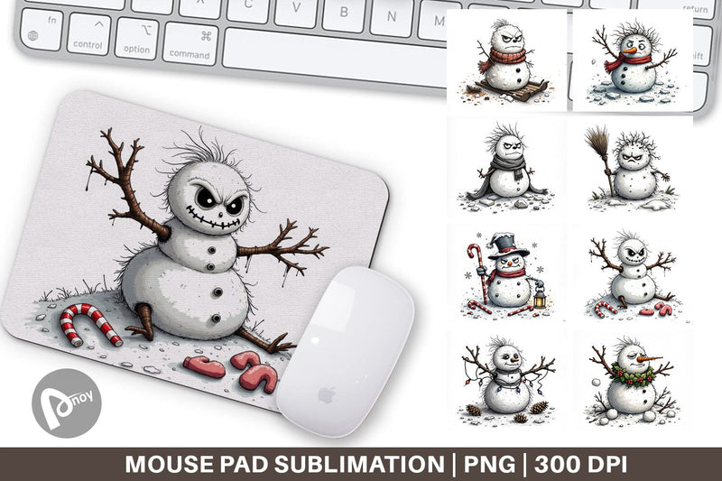 Mouse Pad Grumpy Snowman Sublimation artnoy 