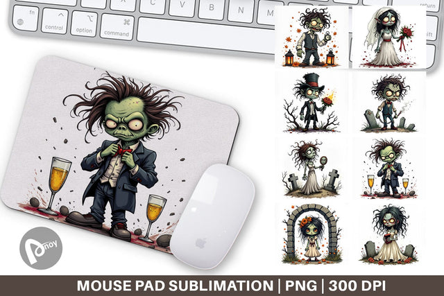 Mouse Pad Grumpy Zombie Couple Sublimation artnoy 