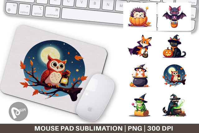 Mouse Pad Halloween Animals Sublimation artnoy 