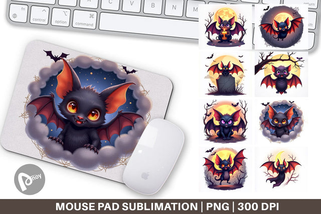 Mouse Pad Halloween Bat Flutter Sublimation artnoy 