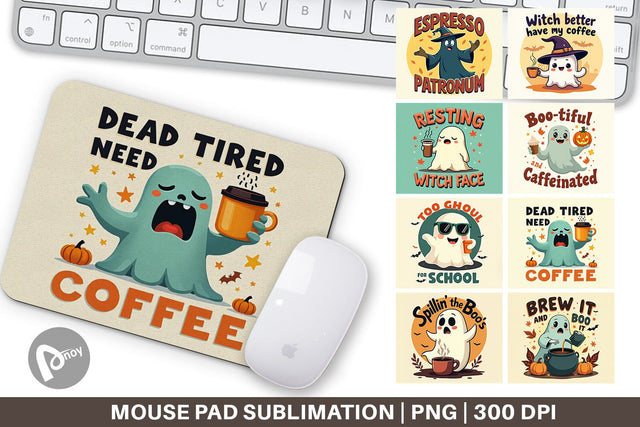 Mouse Pad Halloween Ghost Coffee Sublimation artnoy 