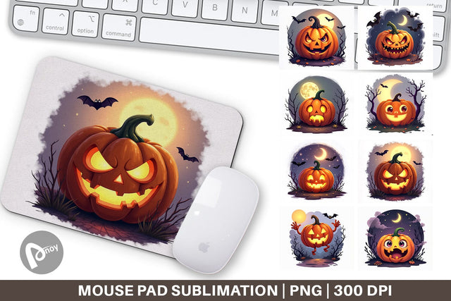 Mouse Pad Halloween Jack Lantern Sublimation artnoy 