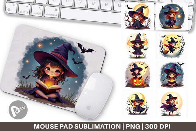 Mouse Pad Halloween Little Witch Sublimation artnoy 