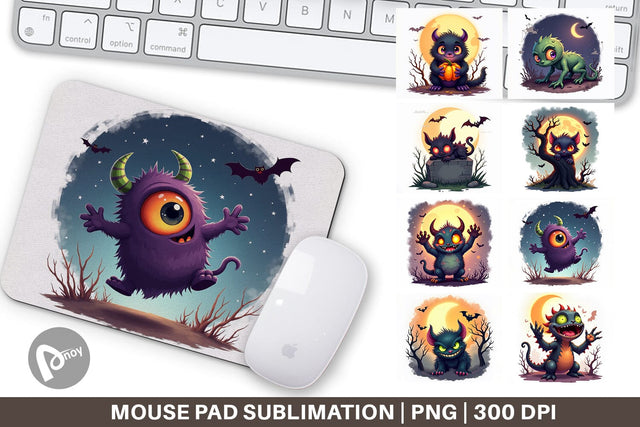 Mouse Pad Halloween Monster Creep Sublimation artnoy 