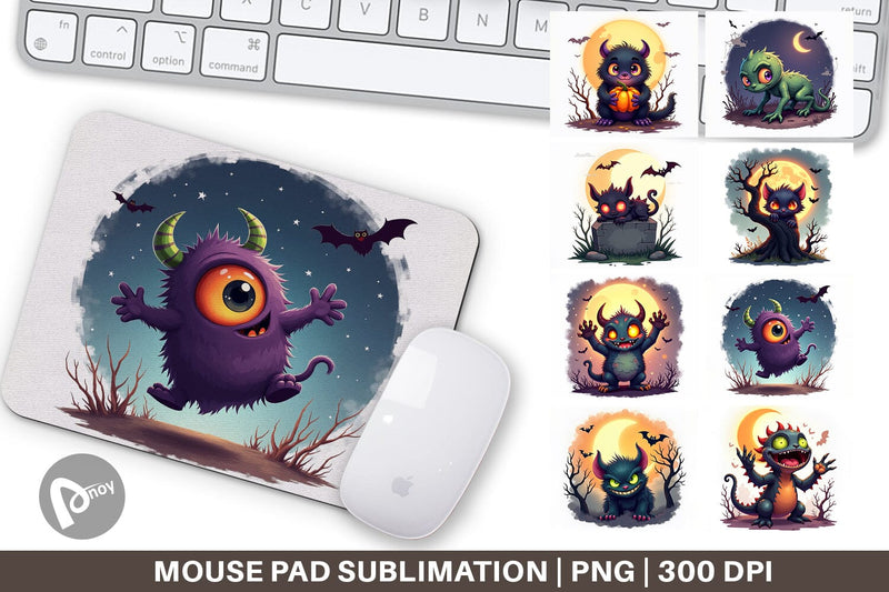Mouse Pad Halloween Monster Creep Sublimation artnoy 