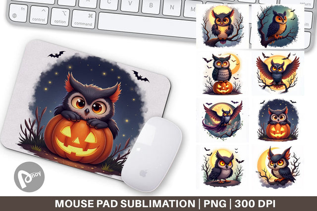 Mouse Pad Halloween Owl Whispers Sublimation artnoy 