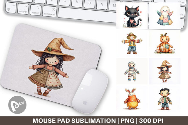 Mouse Pad Halloween Patchwork Pals Sublimation artnoy 
