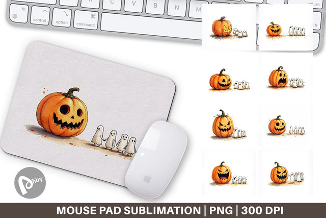 Mouse Pad Halloween Pumpkin Ghosts Sublimation artnoy 