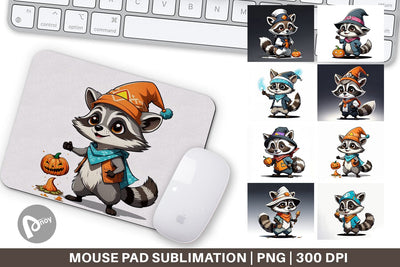 Mouse Pad Halloween Raccoon Sublimation artnoy 