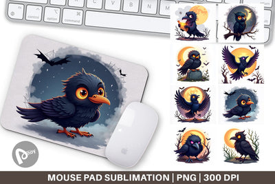 Mouse Pad Halloween Raven Shadow Sublimation artnoy 