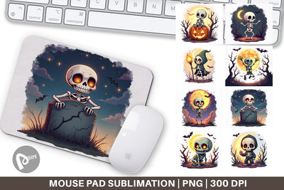Mouse Pad Halloween Skeleton Dance Sublimation artnoy 