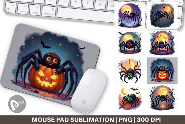 Mouse Pad Halloween Spider Web Sublimation artnoy 