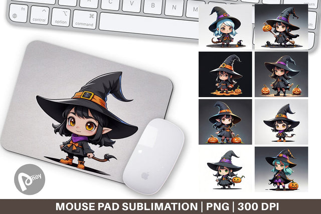 Mouse Pad Halloween Spooky Witch Sublimation artnoy 
