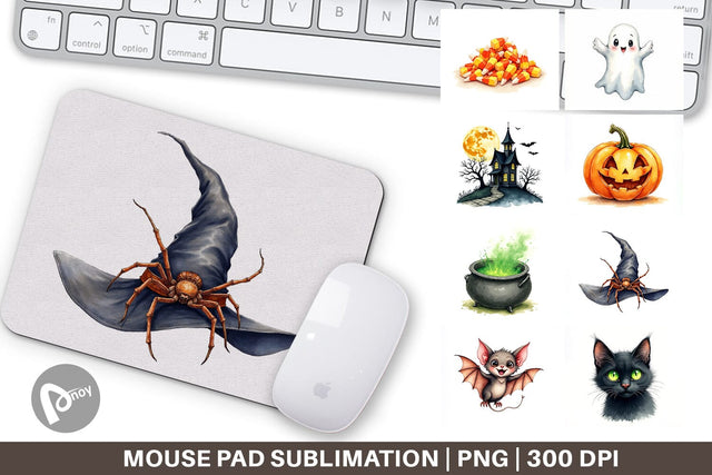Mouse Pad Halloween Wonders Watercolor Sublimation artnoy 