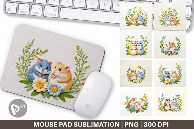 Mouse Pad Hamster Embroidery Sublimation artnoy 