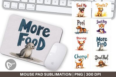 Mouse Pad Hangry Dog Food Lover Watercolor Sublimation artnoy 