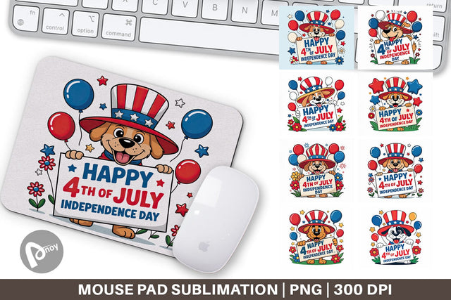 Mouse Pad Happy 4th of July Dog Sublimation artnoy 