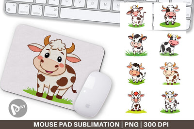 Mouse Pad Happy Cow Face Sublimation artnoy 
