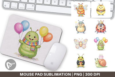 Mouse Pad Happy Round Garden Birthday Watercolor Sublimation artnoy 