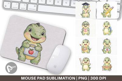 Mouse Pad Happy School Dino Pal Watercolor Sublimation artnoy 
