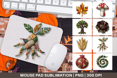 Mouse Pad Haunted Harvest Botanical Patchwork Sublimation artnoy 