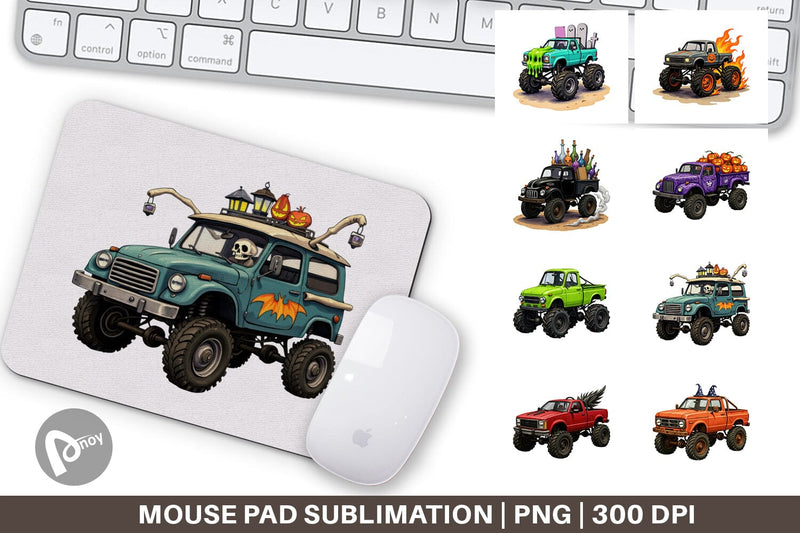 Mouse Pad Haunted Monster Truck Sublimation artnoy 