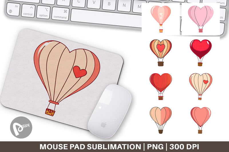 Mouse Pad Heart Hot Air Balloon Sublimation artnoy 