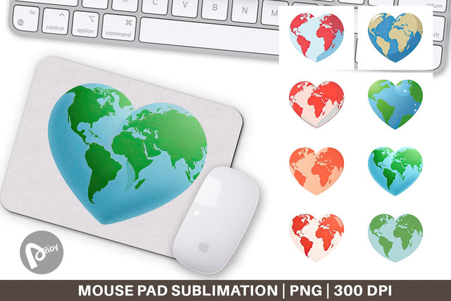 Mouse Pad Heart-Shaped Earth Sublimation artnoy 