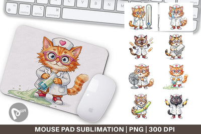 Mouse Pad Heatwave Feline Nurse Chaos Sublimation artnoy 