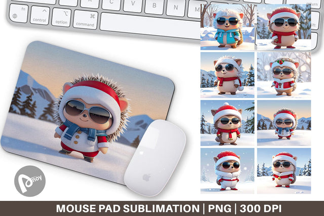 Mouse Pad Hedgehog Christmas Sublimation artnoy 