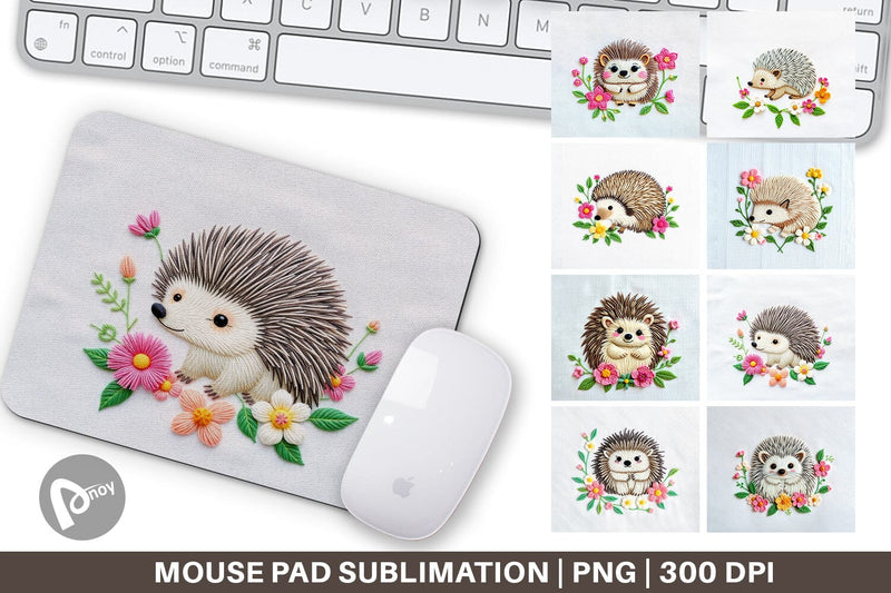 Mouse Pad Hedgehog Embroidery Sublimation artnoy 
