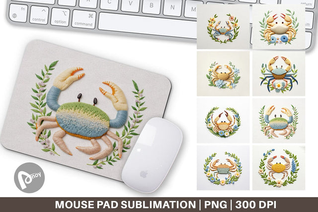 Mouse Pad Hermit Crab Embroidery Sublimation artnoy 