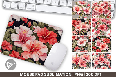 Mouse Pad Hibiscus Pattern Sublimation artnoy 