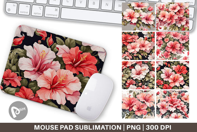 Mouse Pad Hibiscus Pattern Sublimation artnoy 