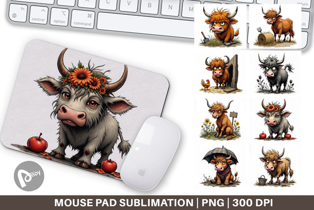 Mouse Pad Highland Moo Sublimation artnoy 