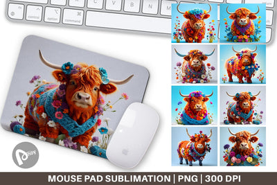 Mouse Pad Higland Cow Easter Sublimation artnoy 