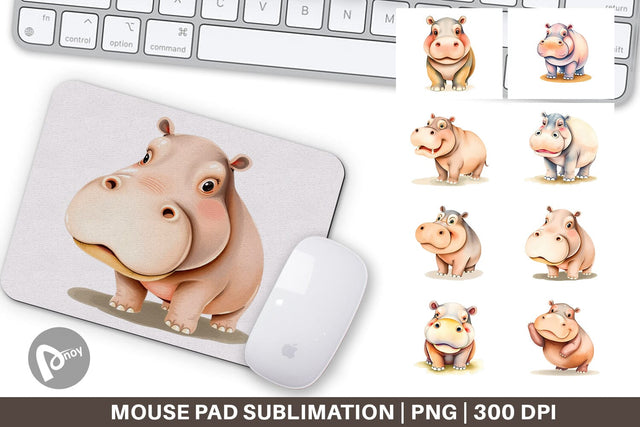 Mouse Pad Hippopotamus Wildlife Sublimation artnoy 