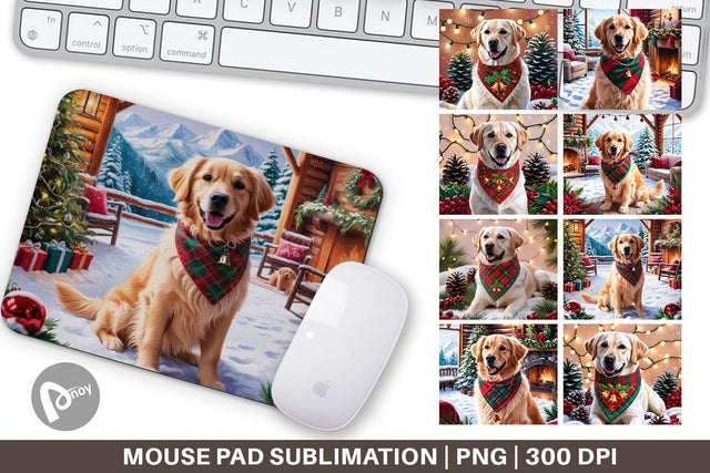 Mouse Pad Holiday Dog Christmas Sublimation artnoy 
