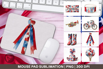Mouse Pad Holiday Parade Patchwork Watercolor Sublimation artnoy 