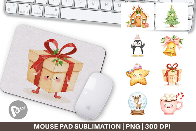 Mouse Pad Holiday Pastel Icons Sublimation artnoy 
